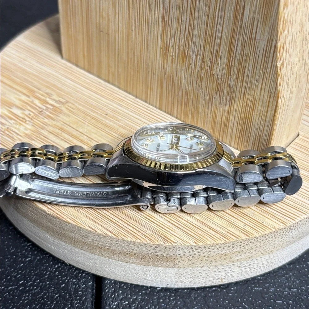 Armitron Two Tone Rhinestone WORKING Dainty Feminine Every Day Watch